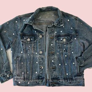 Women's Jacket "Sandro"  Light Blue Denim Jacket with Silver Details Size 1